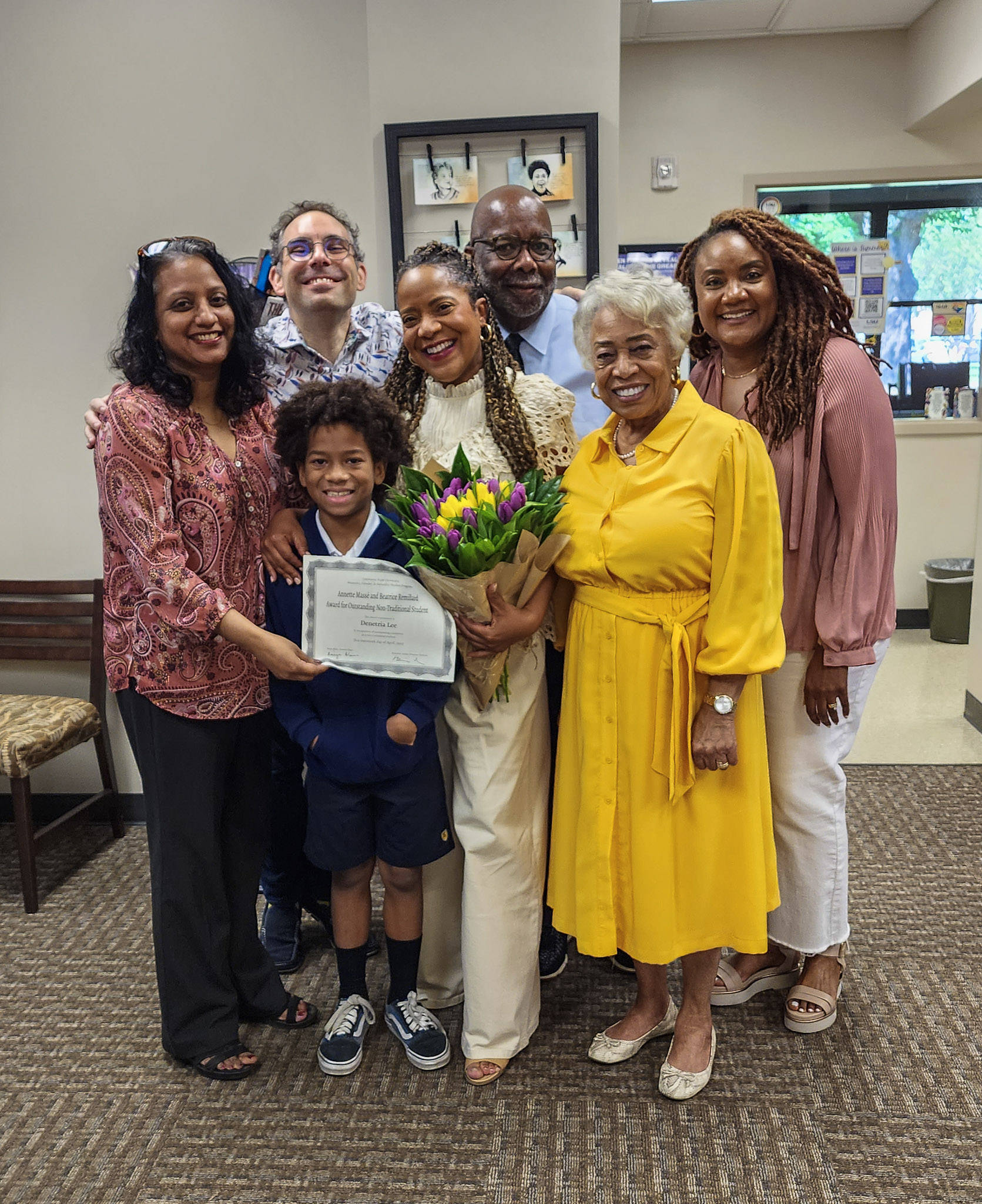 Denetria Lee Image of awardee Denetria Lee and family.