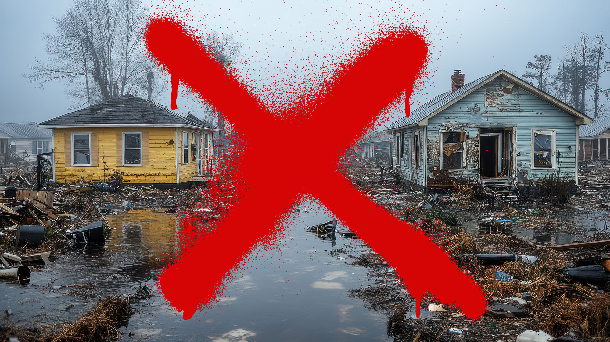 Flooded houses